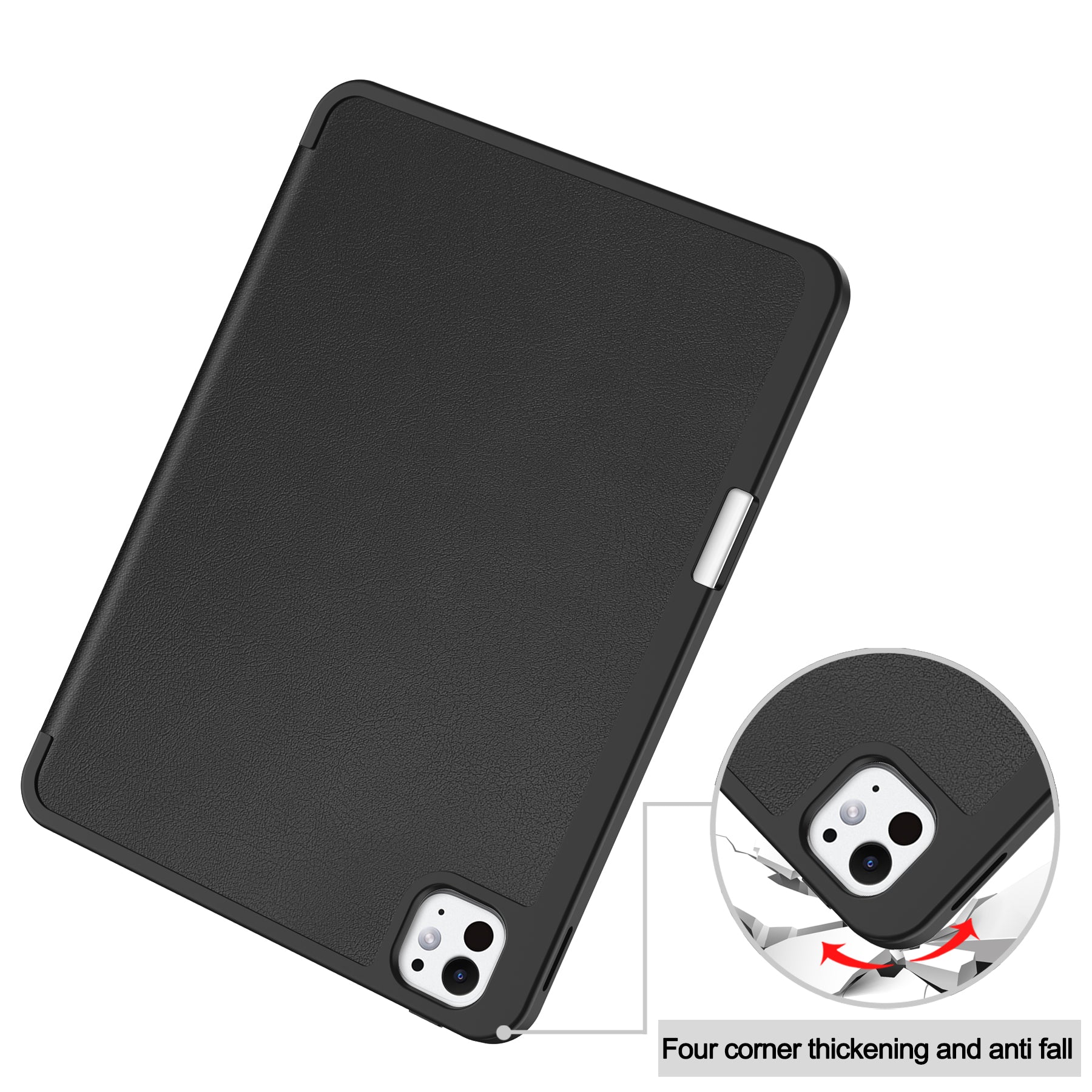 For iPad Pro 11 (2024) Leather Case Drop-proof Tri-fold Stand Tablet Cover with Pen Slot For iPad Pro 11 (2024) Leather Case Drop-proof Tri-fold Stand Tablet Cover with Pen Slot